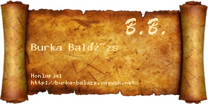 Burka Balázs névjegykártya